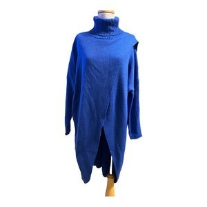 Blue Wrap Effect Sweater